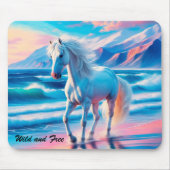 Kleurrijke wilde paarden mustang kustlandschap muismat (Voorkant)