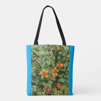Kleurrijke wilde struik bloem ontwerp tote bag
