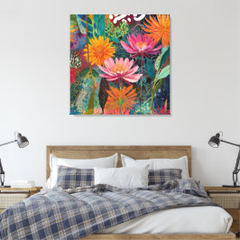 Kleurrijke Wilde Tuin Bloemen Wall Art Canvas Afdruk