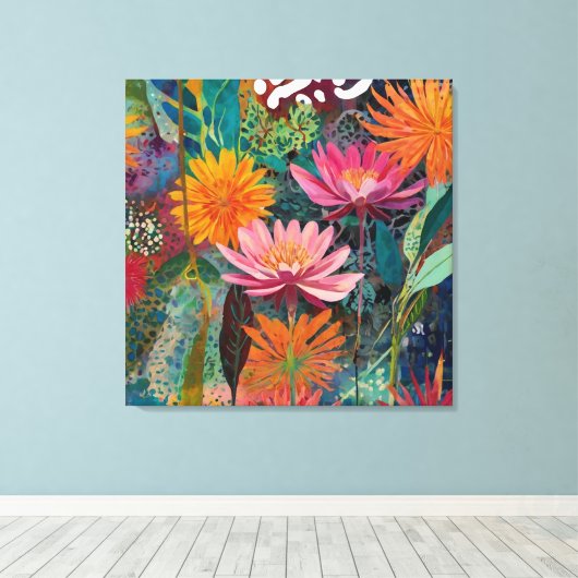 Kleurrijke Wilde Tuin Bloemen Wall Art Canvas Afdruk (Insitu (Houten vloer))
