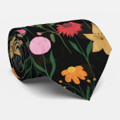 Kleurrijke Wilde Waterverf - Zwart ontwerp Stropdas (Opgerold)