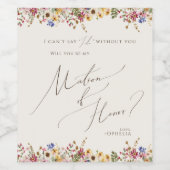 Kleurrijke wilderbloem | Beige Matron of Honor Wijn Etiket (Enkel label)