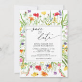 Kleurrijke wilderbloem Bewaar de datum Kaart (Voorkant)