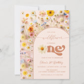 Kleurrijke Wildflower 1e Verjaardag Kaart (Voorkant)