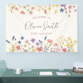 Kleurrijke Wildflower 1e verjaardagsfeestje Spandoek (Beurs)