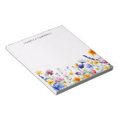 Kleurrijke Wildflower Aangepaste Naam Notitieblok (Schuin)