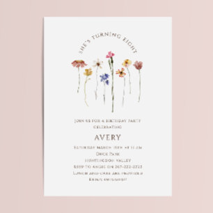 Kleurrijke Wildflower Achtste Verjaardagsfeest Kaart