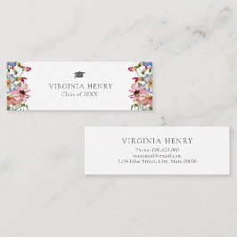 Kleurrijke Wildflower Afstuderen Naam Kaart Mini Visitekaartje