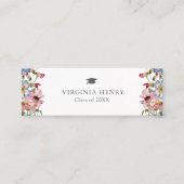Kleurrijke Wildflower Afstuderen Naam Kaart Mini Visitekaartje (Voorkant)