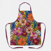 Kleurrijke Wildflower All-Over Print Schort (Voorkant)
