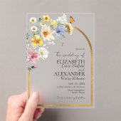 Kleurrijke Wildflower Arch Gold Lijst | Boho Bruil Acryl Uitnodigingen (Insitu (Draagbaar))