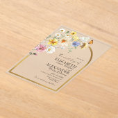 Kleurrijke Wildflower Arch Gold Lijst | Boho Bruil Acryl Uitnodigingen (Laagn)