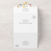 Kleurrijke Wildflower Arch Gold Lijst | Boho Bruil All In One Uitnodiging (Buitenkant)