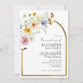 Kleurrijke Wildflower Arch Gold Lijst | Boho Bruil Kaart (Voorkant)