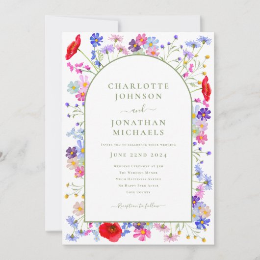 Kleurrijke Wildflower Arch Kaart (Voorkant)