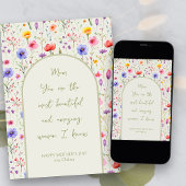 Kleurrijke Wildflower Arch Whimsical Moederdag Feestdagenkaart