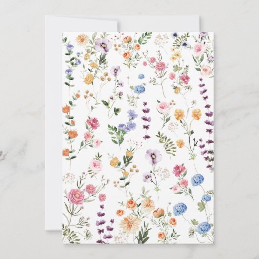 Kleurrijke Wildflower Baby Advies & Wishes Game Ka Kaart (Achterkant)