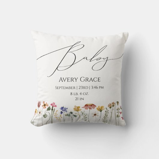 Kleurrijke Wildflower Baby Details Kussen (Voorkant)