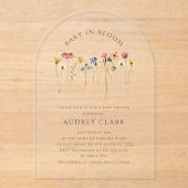 Kleurrijke Wildflower Baby in Bloom Baby shower Acryl Uitnodigingen (Voorkant)