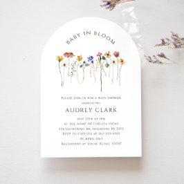 Kleurrijke Wildflower Baby in Bloom Baby shower Ar Kaart