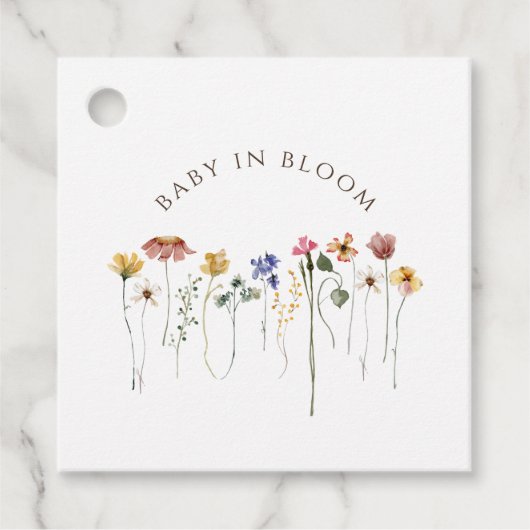 Kleurrijke Wildflower Baby in Bloom Baby shower Bedankjes Labels (Voorkant)