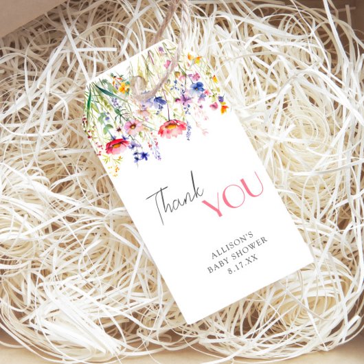 Kleurrijke Wildflower Baby in Bloom Baby shower Cadeaulabel