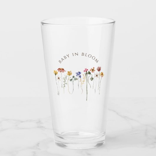 Kleurrijke Wildflower Baby in Bloom Baby shower Glas (Voorkant)