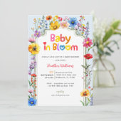 Kleurrijke Wildflower Baby in Bloom Baby shower Kaart (Staand voorkant)