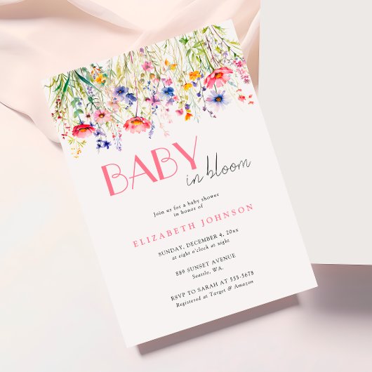 Kleurrijke Wildflower Baby in Bloom Baby shower Kaart