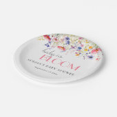 Kleurrijke Wildflower Baby in Bloom Baby shower Papieren Bordje (Gekanteld)