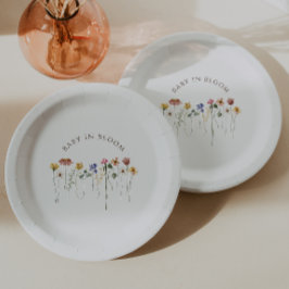 Kleurrijke Wildflower Baby in Bloom Baby shower Papieren Bordje