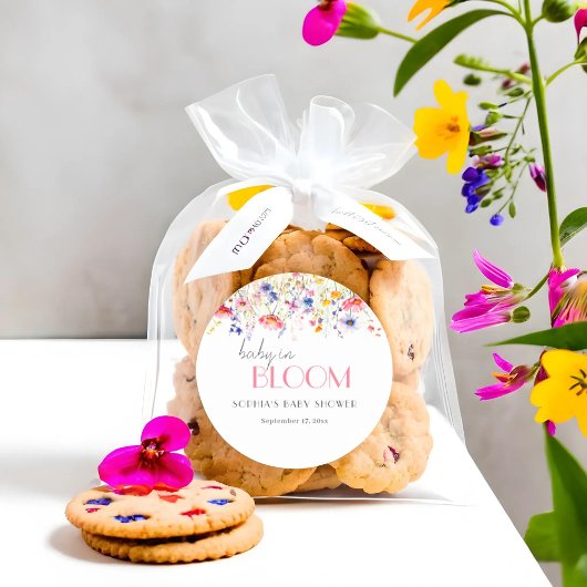 Kleurrijke Wildflower Baby in Bloom Baby shower Ronde Sticker