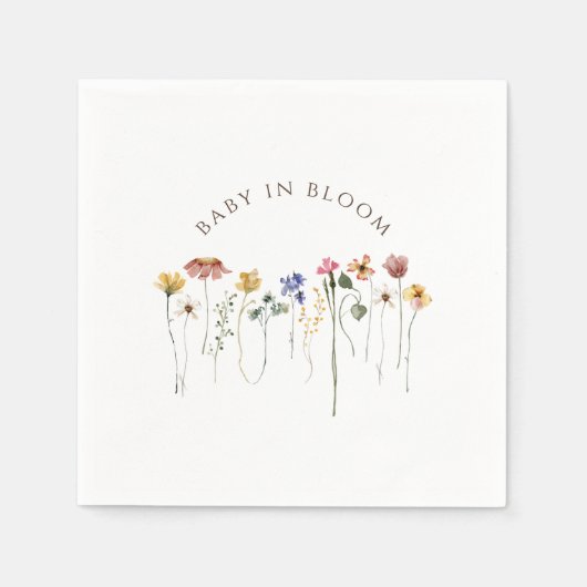 Kleurrijke Wildflower Baby in Bloom Baby shower Servet (Voorkant)