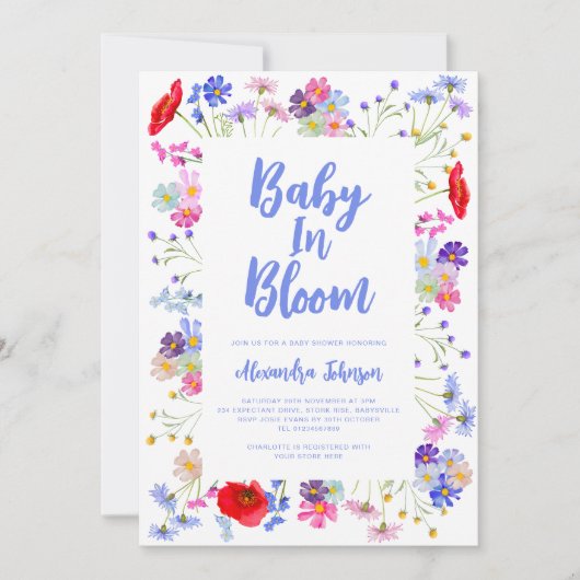 Kleurrijke Wildflower Baby in Bloom Boy Baby showe Kaart (Voorkant)
