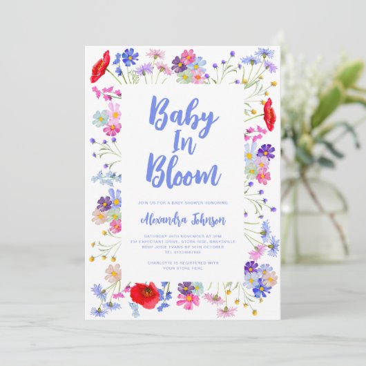 Kleurrijke Wildflower Baby in Bloom Boy Baby showe Kaart (Staand voorkant)