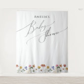 Kleurrijke Wildflower Baby shower Achtergrond Wandkleed (Voorkant)