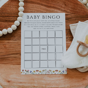 Kleurrijke Wildflower Baby shower Baby Bingo Kaart