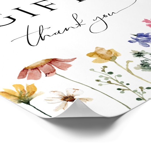 Kleurrijke Wildflower Baby shower Boeken en gesche Poster (Hoek)