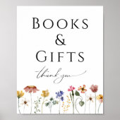 Kleurrijke Wildflower Baby shower Boeken en gesche Poster (Voorkant)