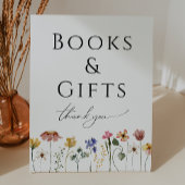Kleurrijke Wildflower Baby shower Boeken en gesche Reclamebord Met Voetstuk