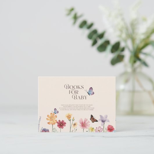 Kleurrijke Wildflower Baby shower Boeken voor Baby Informatiekaartje (Staand voorkant)