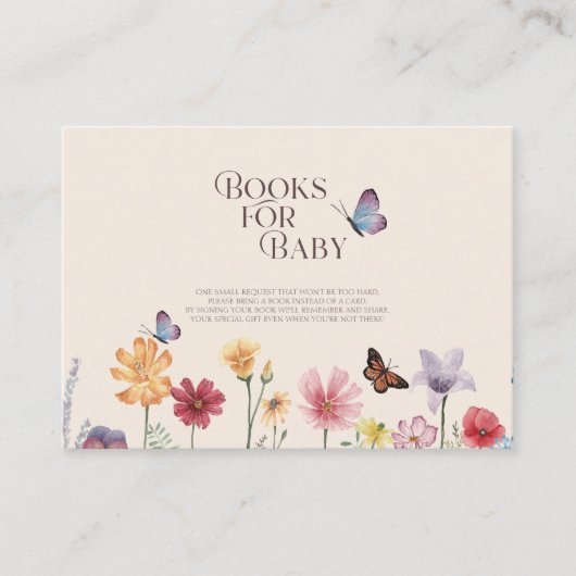 Kleurrijke Wildflower Baby shower Boeken voor Baby Informatiekaartje (Voorkant)