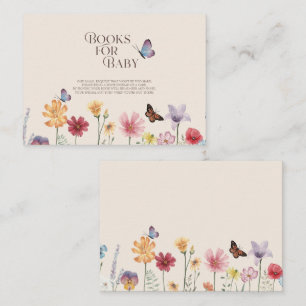 Kleurrijke Wildflower Baby shower Boeken voor Baby Informatiekaartje
