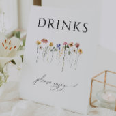Kleurrijke Wildflower Baby shower Drinken Reclamebord Met Voetstuk