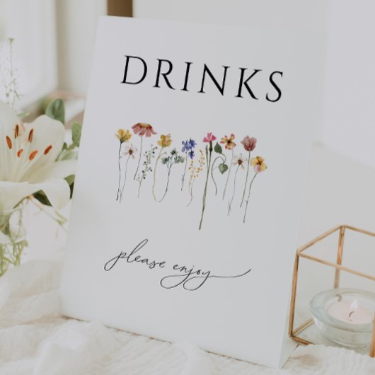 Kleurrijke Wildflower Baby shower Drinken Reclamebord Met Voetstuk