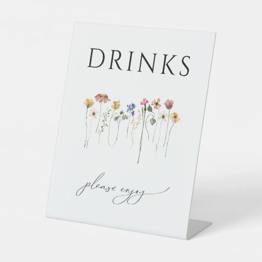 Kleurrijke Wildflower Baby shower Drinken Reclamebord Met Voetstuk (Voorkant)