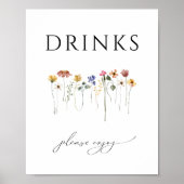 Kleurrijke Wildflower Baby shower Drinken Teken Poster (Voorkant)