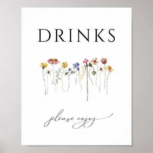 Kleurrijke Wildflower Baby shower Drinken Teken Poster (Voorkant)