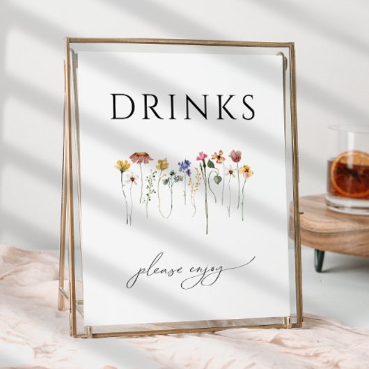 Kleurrijke Wildflower Baby shower Drinken Teken Poster