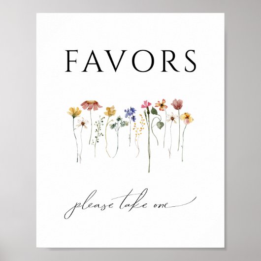 Kleurrijke Wildflower Baby shower Favorieten teken Poster (Voorkant)